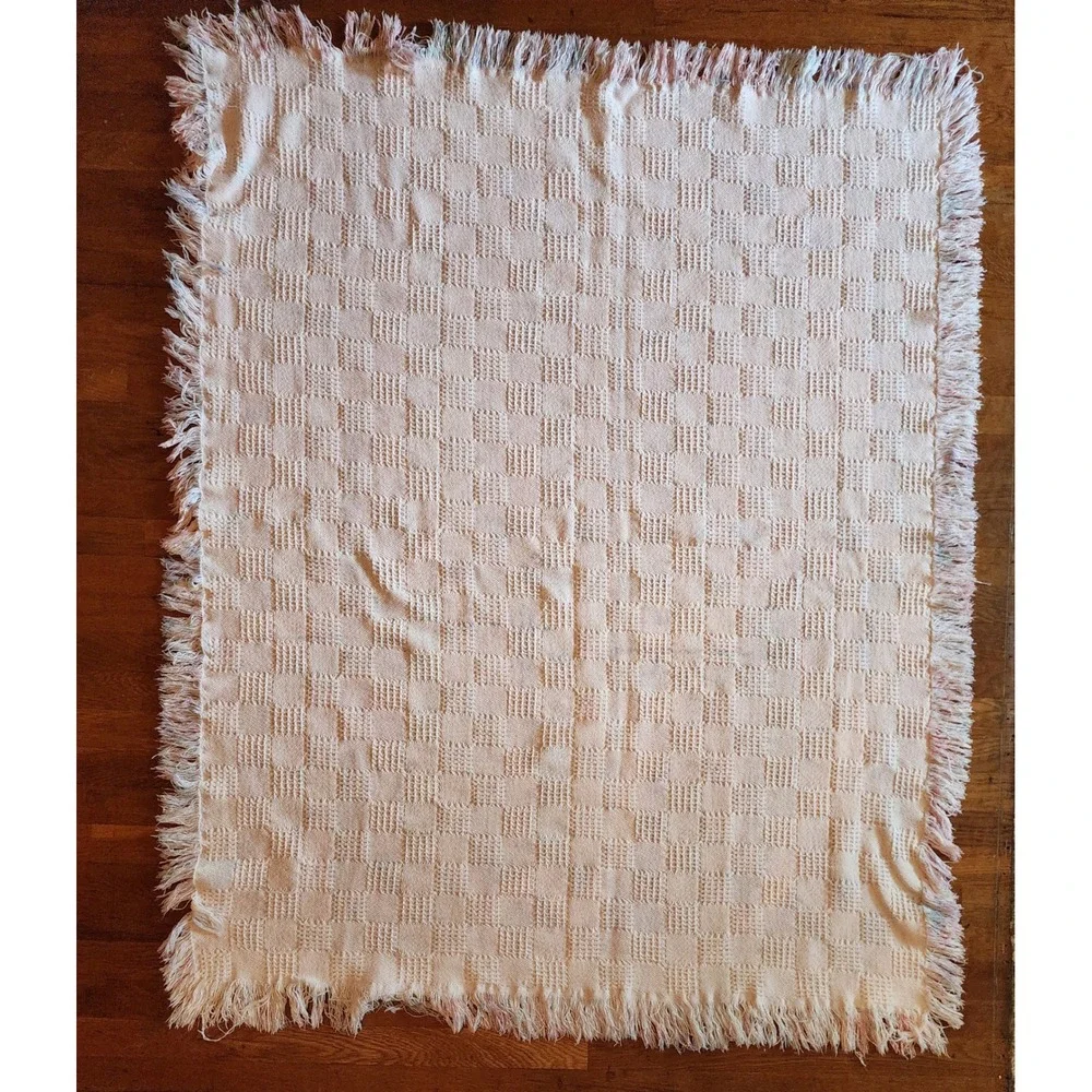 VTG 1990s Pastel Woven Throw 48x60 Geometric Southwestern Cottagecore Afghan